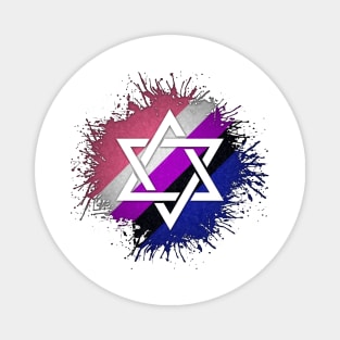 Paint Splatter Gender Fluid Pride Flag Star of David Symbol Magnet